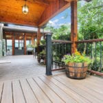 deck with plants and lights
