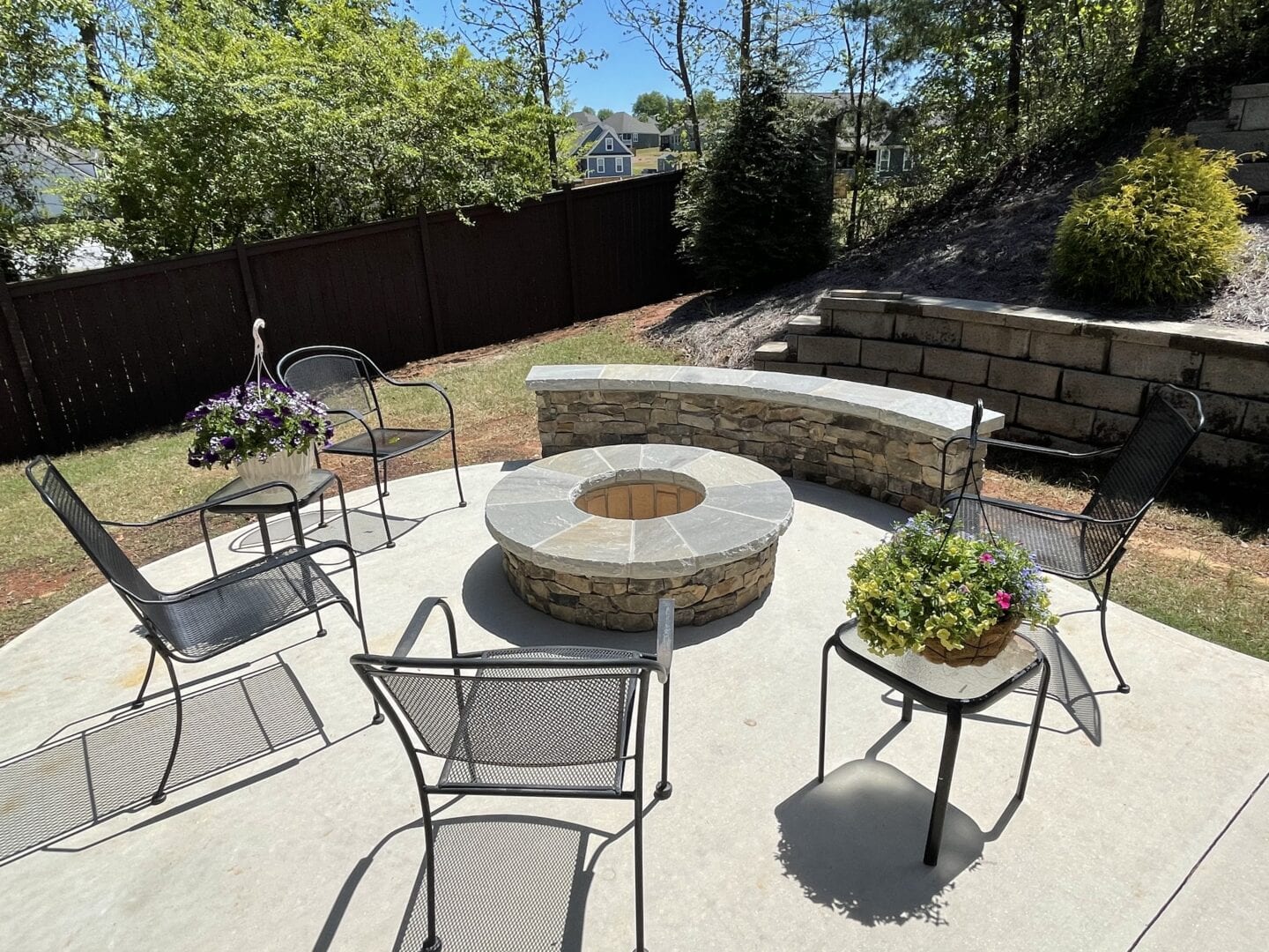 Concrete Patio and Beautiful Stone Firepit, Greenville, SC 1