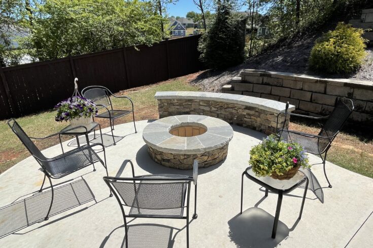 Concrete Patio and Beautiful Stone Firepit, Greenville, SC