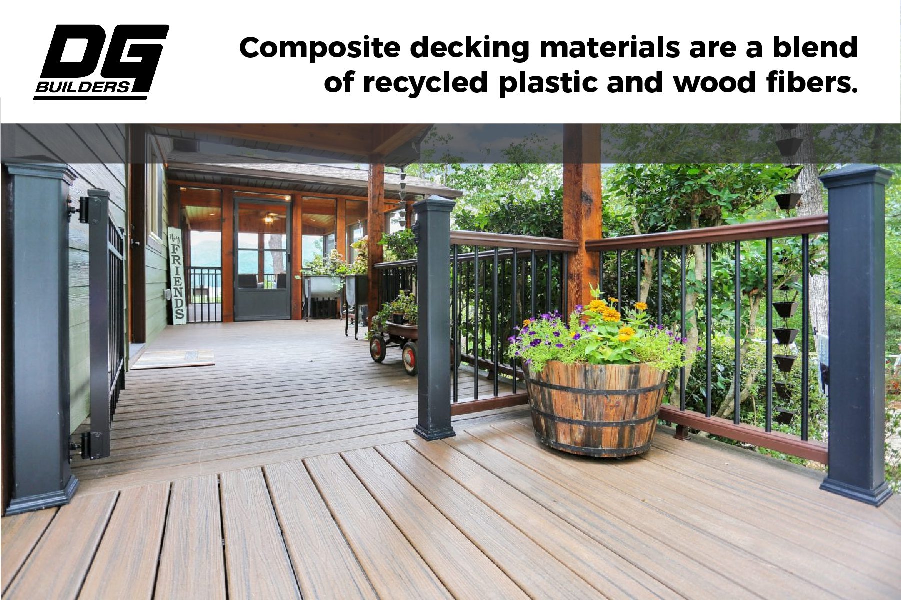 Composite decking materials are from plastic and wood