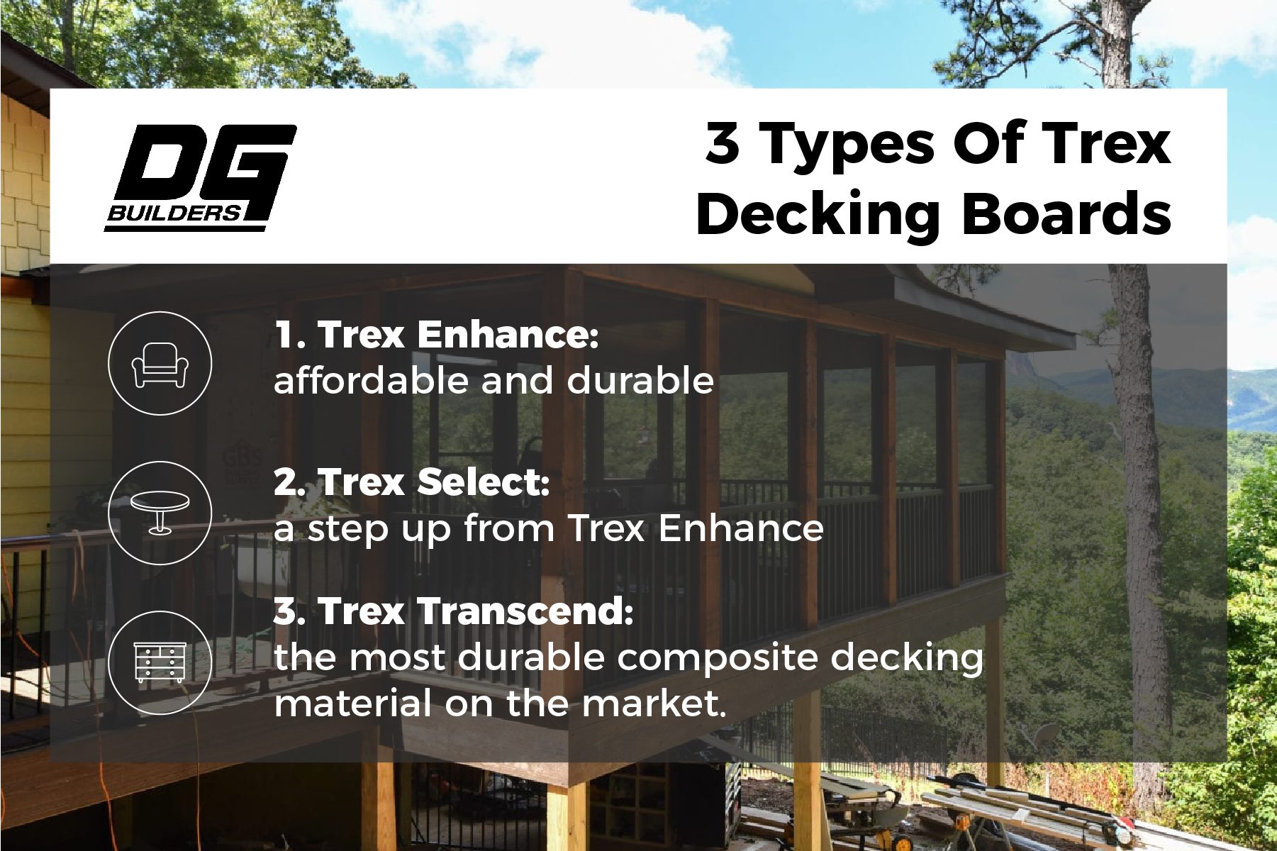 three types of Trex decking boards