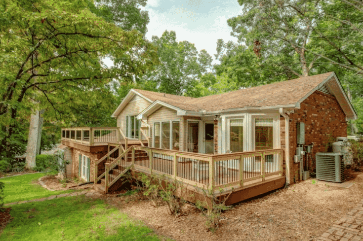 Trex Deck with Wood Handrails in Greenville, SC