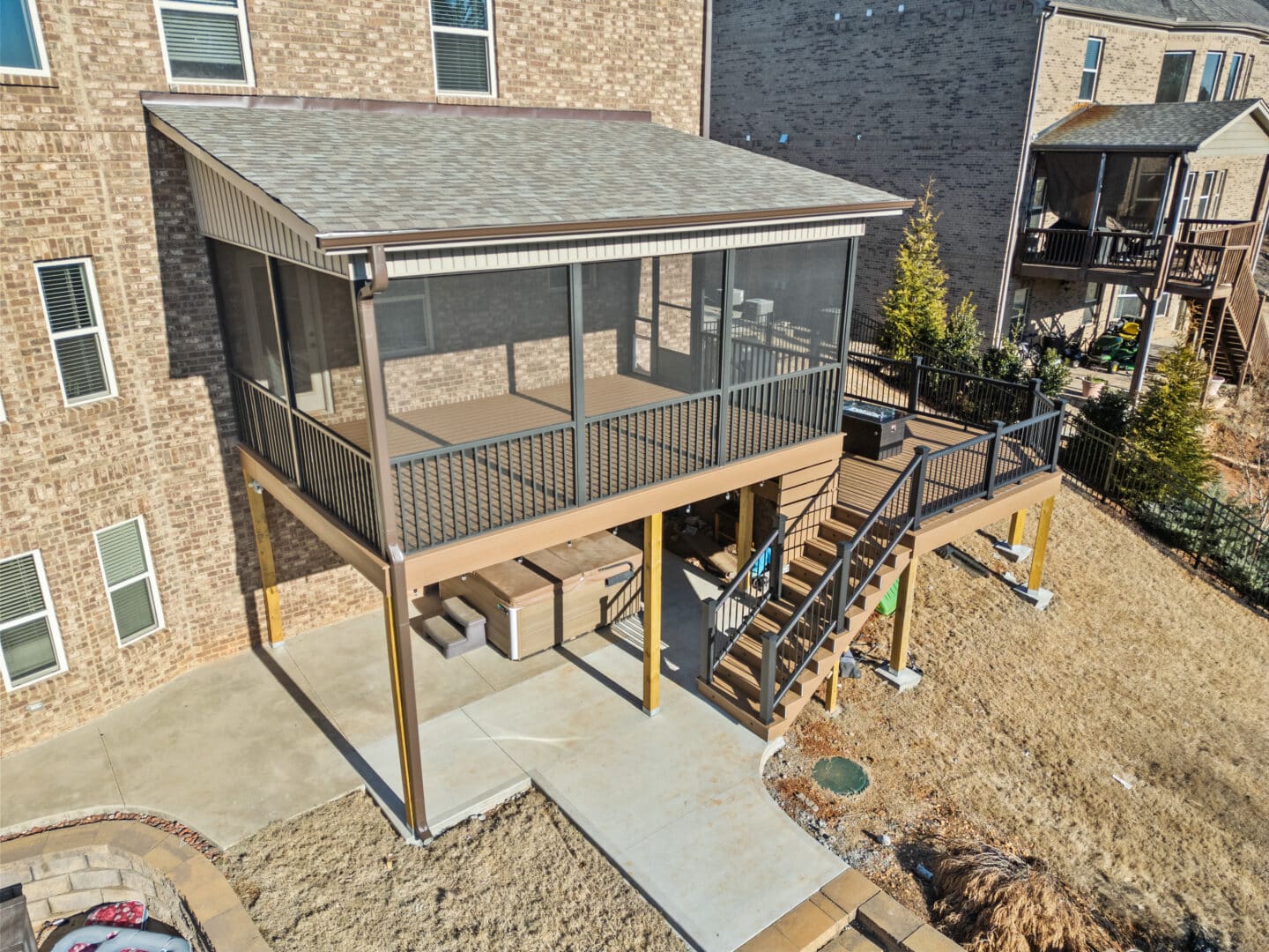 Poolside Paradise: An Elevated Screened Porch and Trex Deck in Greer, SC 1