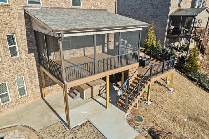 Poolside Paradise: An Elevated Screened Porch and Trex Deck in Greer, SC