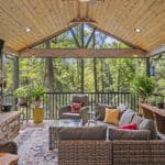 Screened porch outdoor living in Greer SC with TimberTech decking