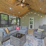 Screened porch outdoor living in Greer SC with TimberTech decking