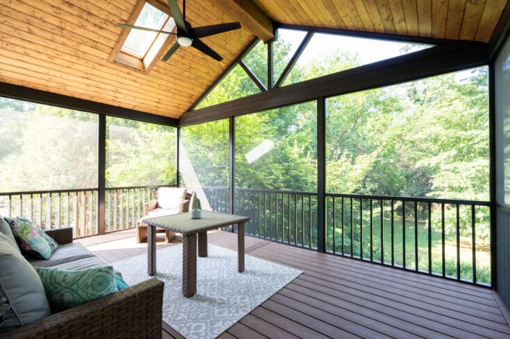 Covered Screened Porch with Cedar Ceiling and Composite Decking || Beautiful Extension of Home